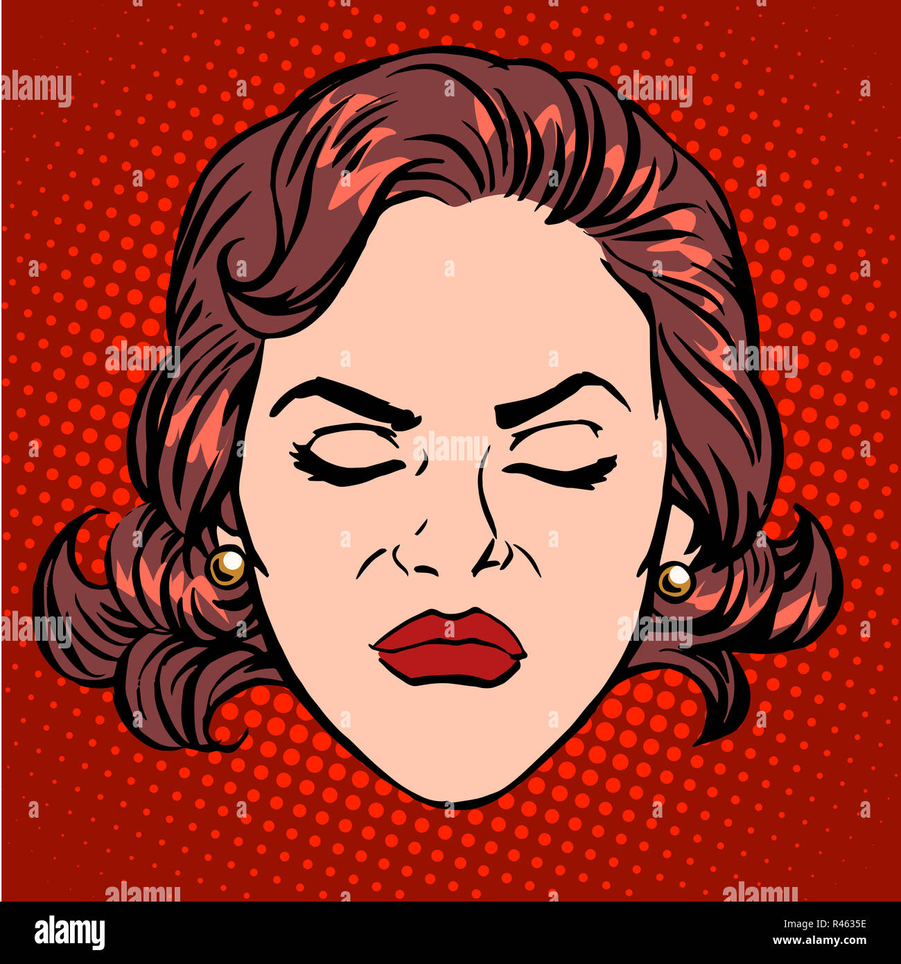 Retro Emoji anger rage woman face Stock Photo - Alamy