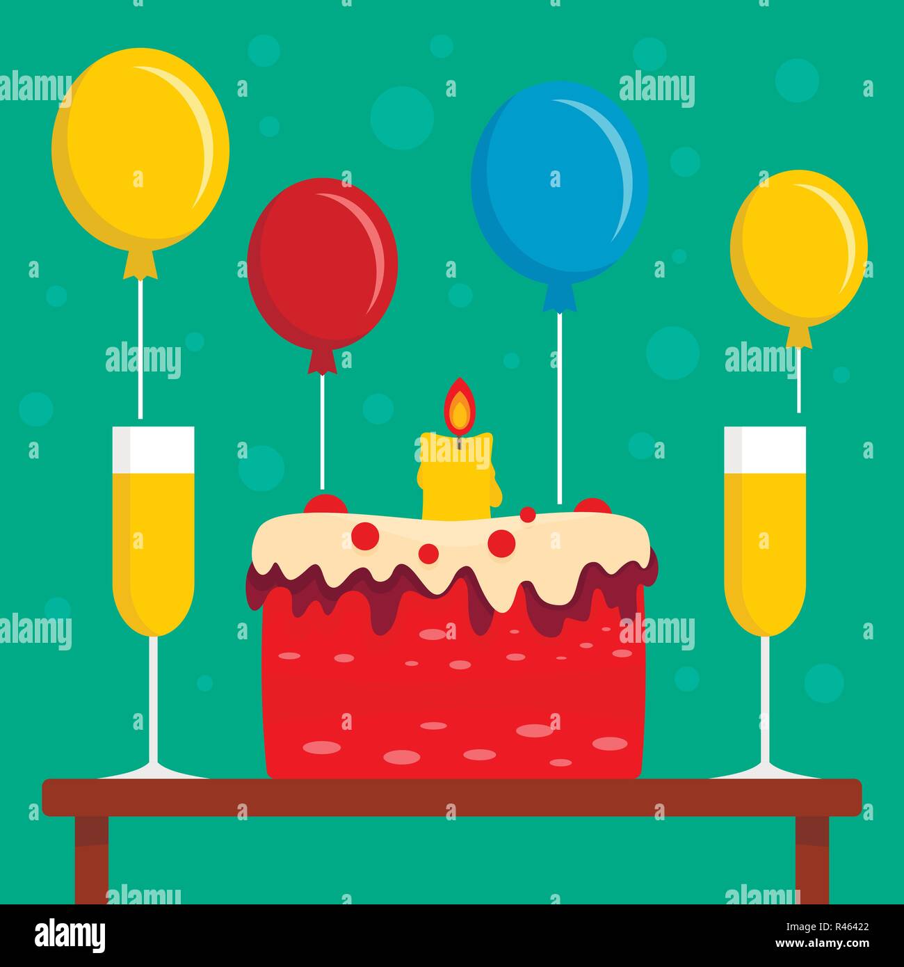 Birthday ready party concept background. Flat illustration of birthday ...