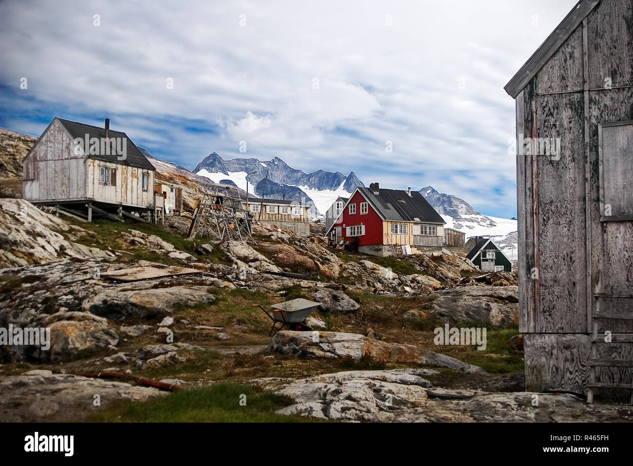 The tiny arctic village of Tiniteqilaq Stock Photo