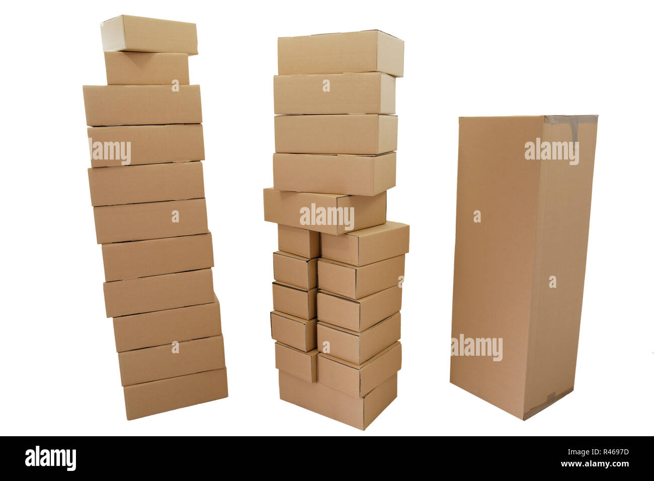 three cardboard stacks Stock Photo