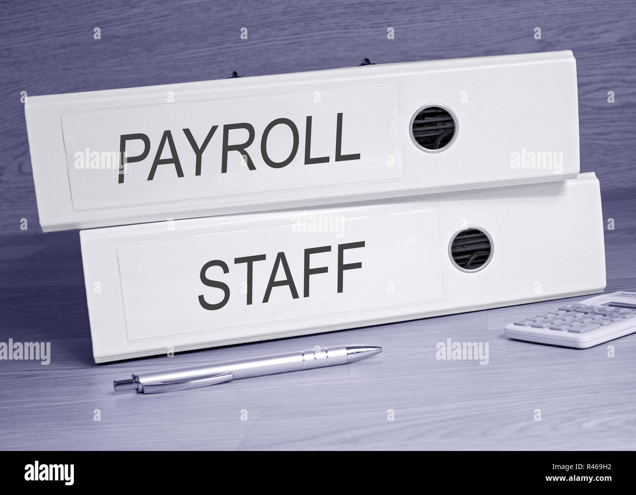Payroll and Staff - two binders in the office Stock Photo