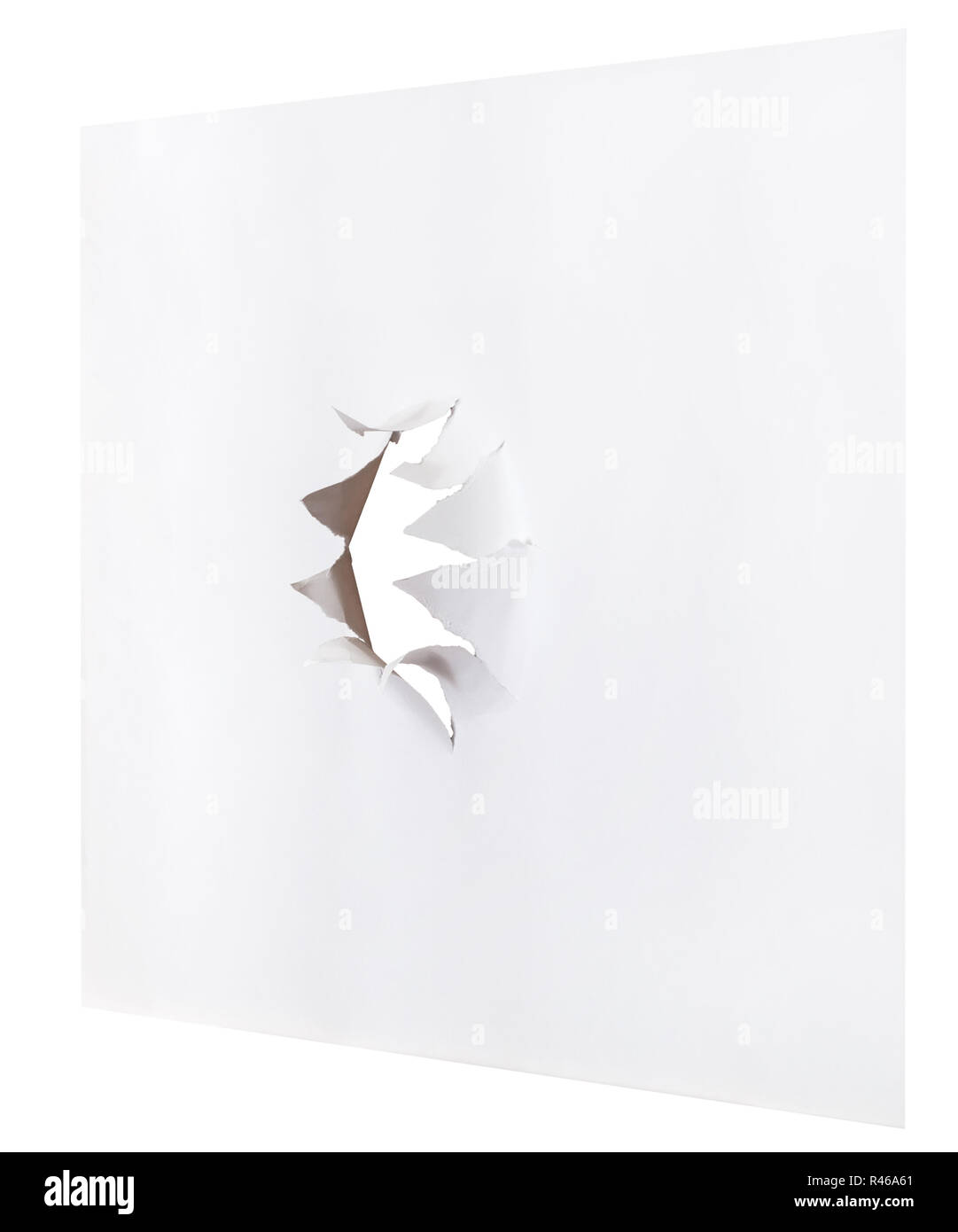 sheet of paper with rough punched hole isolated Stock Photo Alamy
