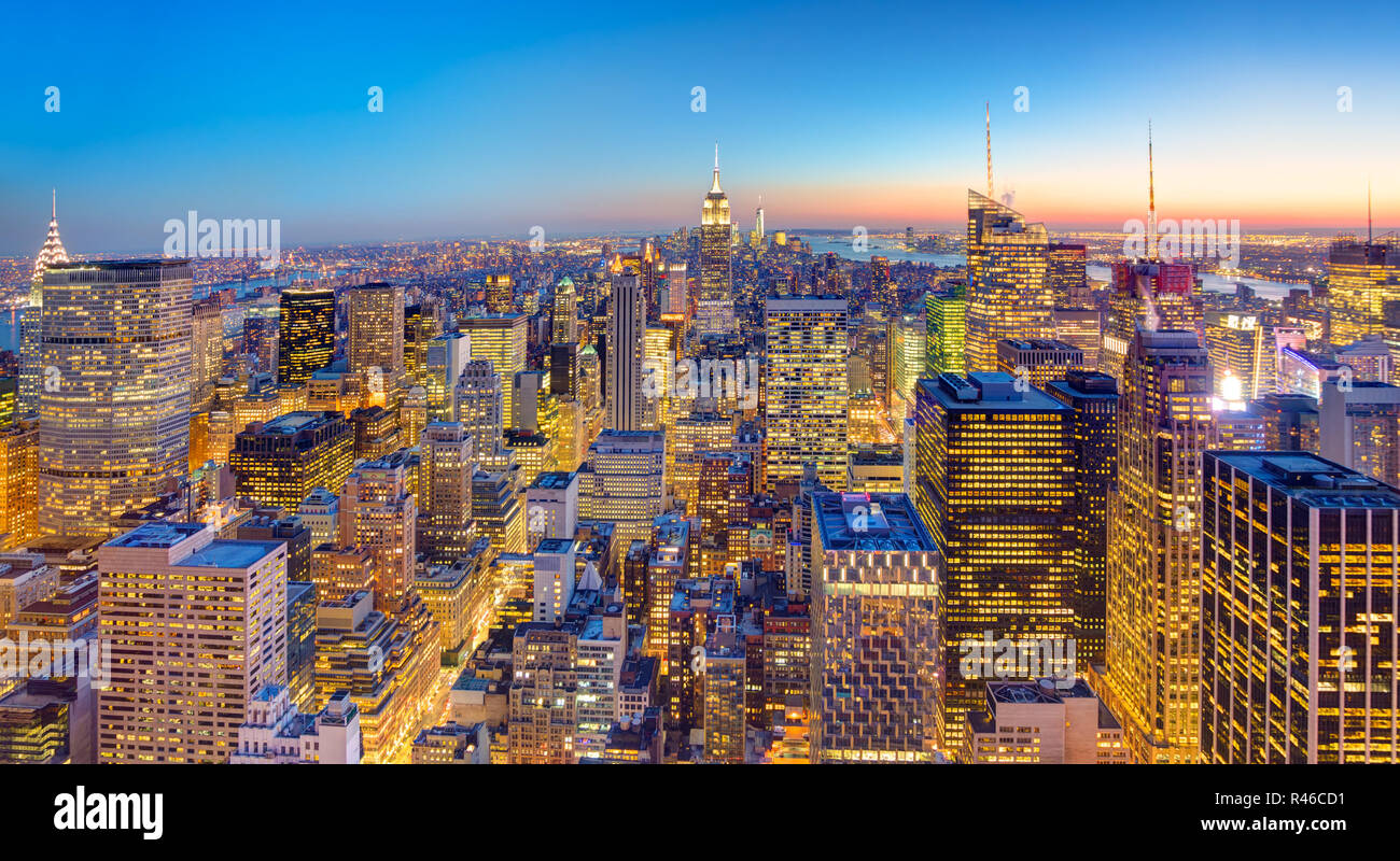 New York City Manhattan downtown skyline Stock Photo - Alamy