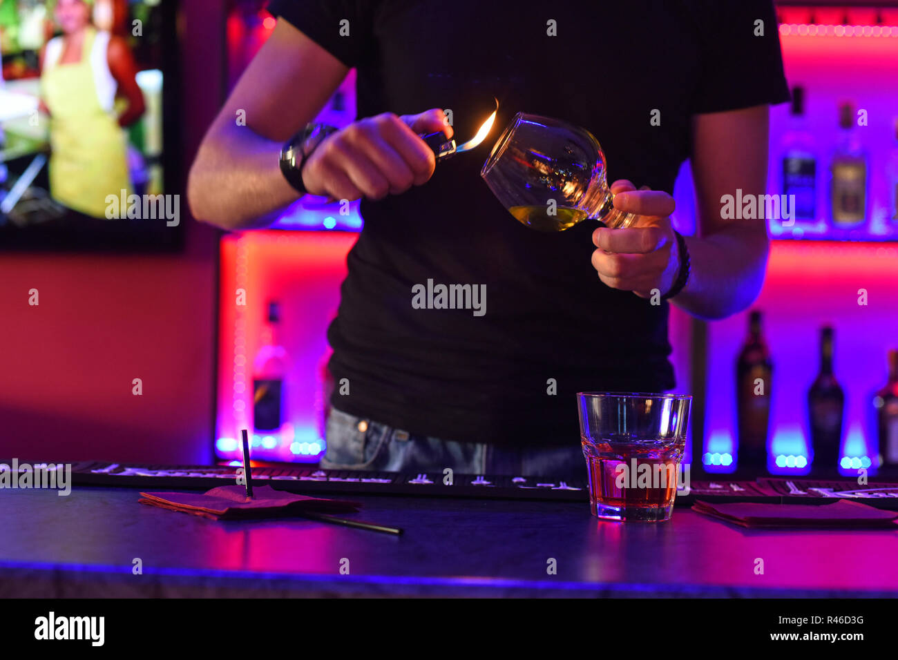 Making cocktail in bar Stock Photo