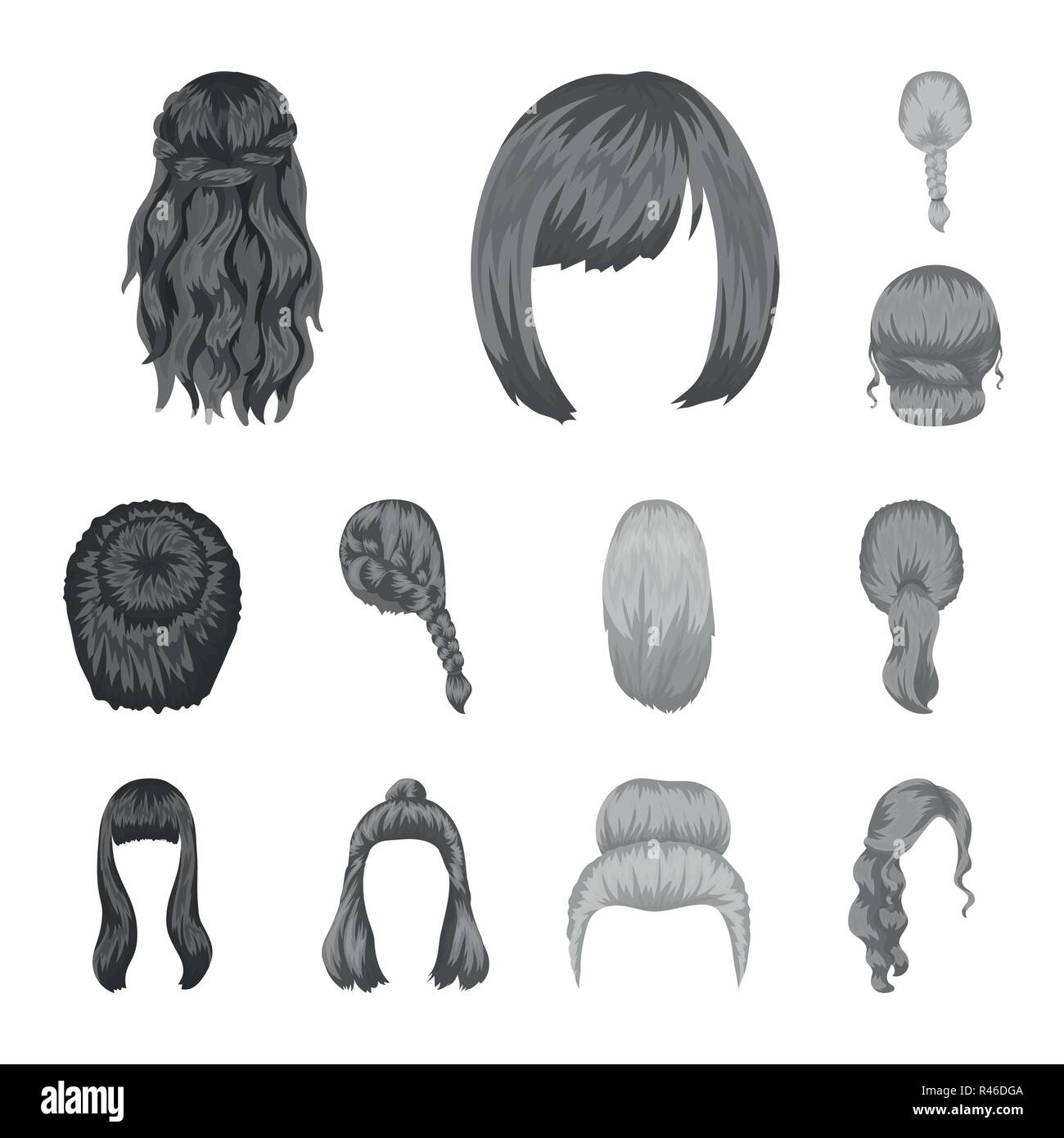 Female hairstyle monochrome icons in set collection for design. Stylish  haircut vector symbol stock illustration Stock Vector Image & Art - Alamy