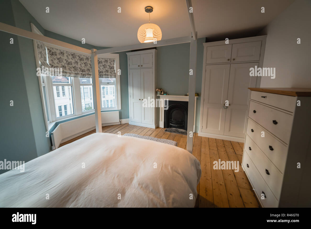 Victorian house bedroom with traditional features Stock Photo