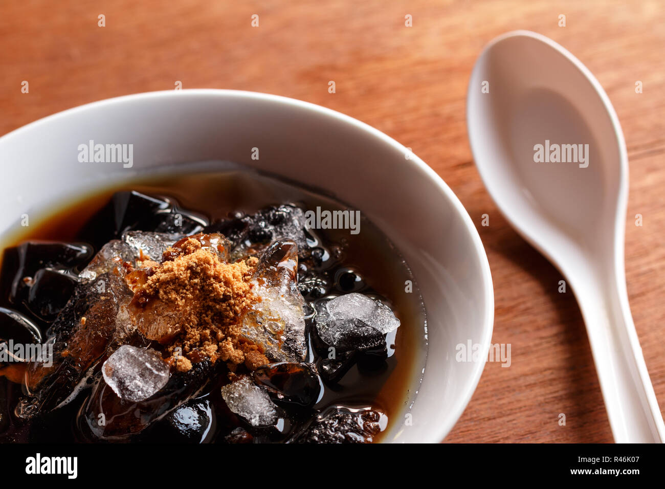 grass jelly dessert, herbal gelatin, Chinese style Stock Photo Alamy