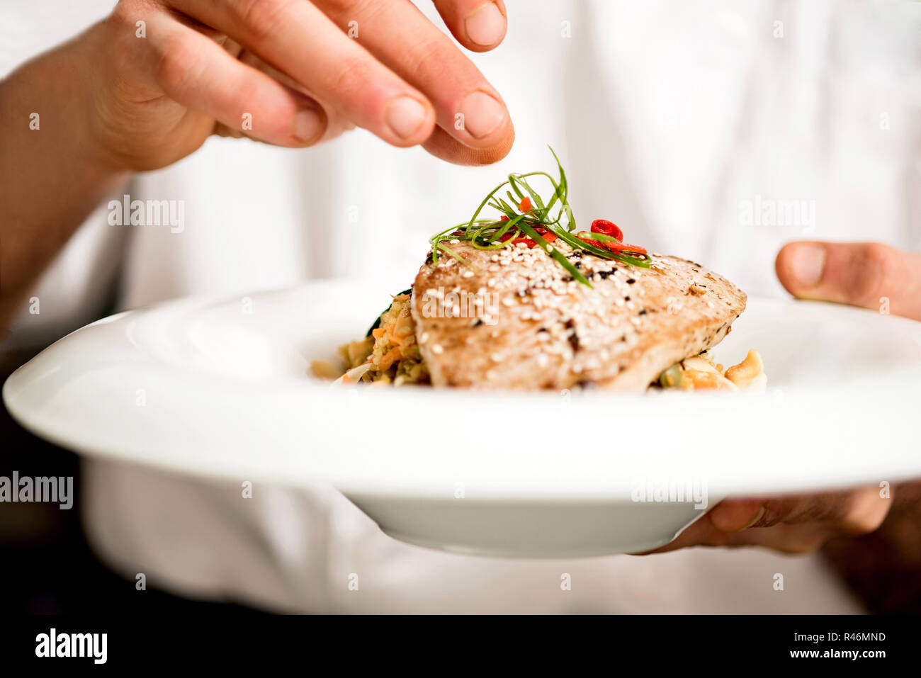 Tuna appetizer is ready to serve Stock Photo
