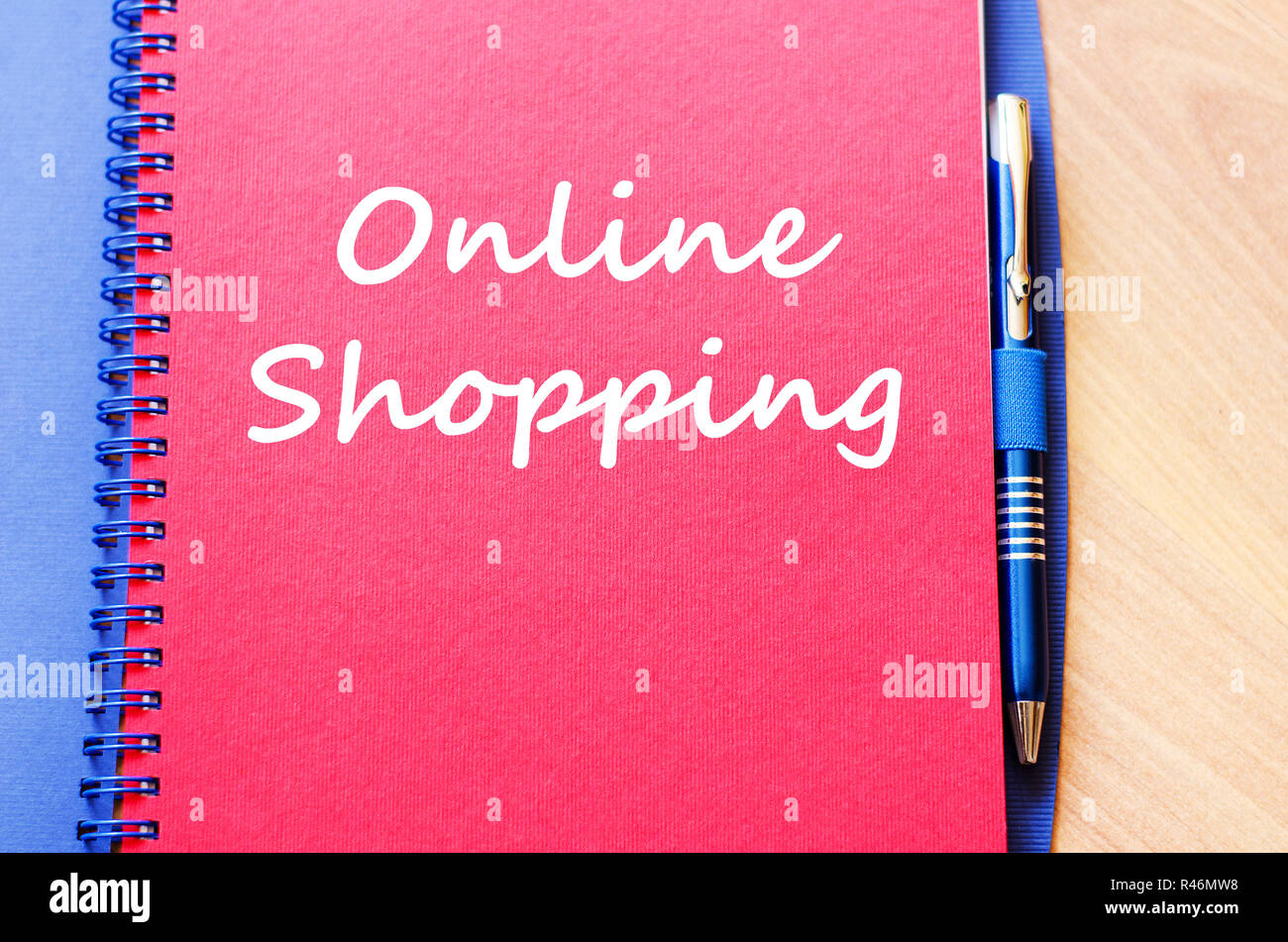 Online shopping write on notebook Stock Photo - Alamy