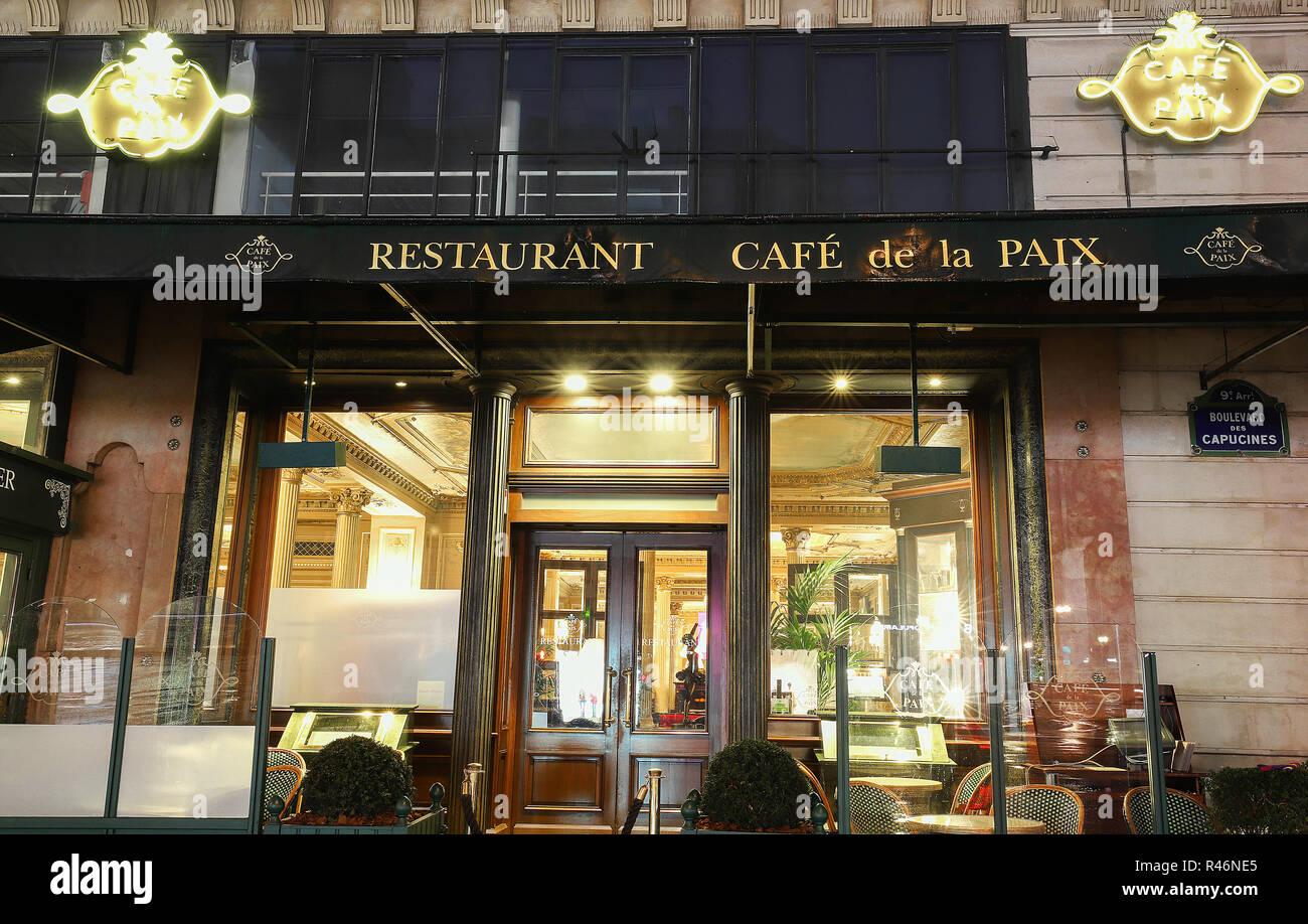 The famous cafe de la Paix located near opera house Garnier palace in