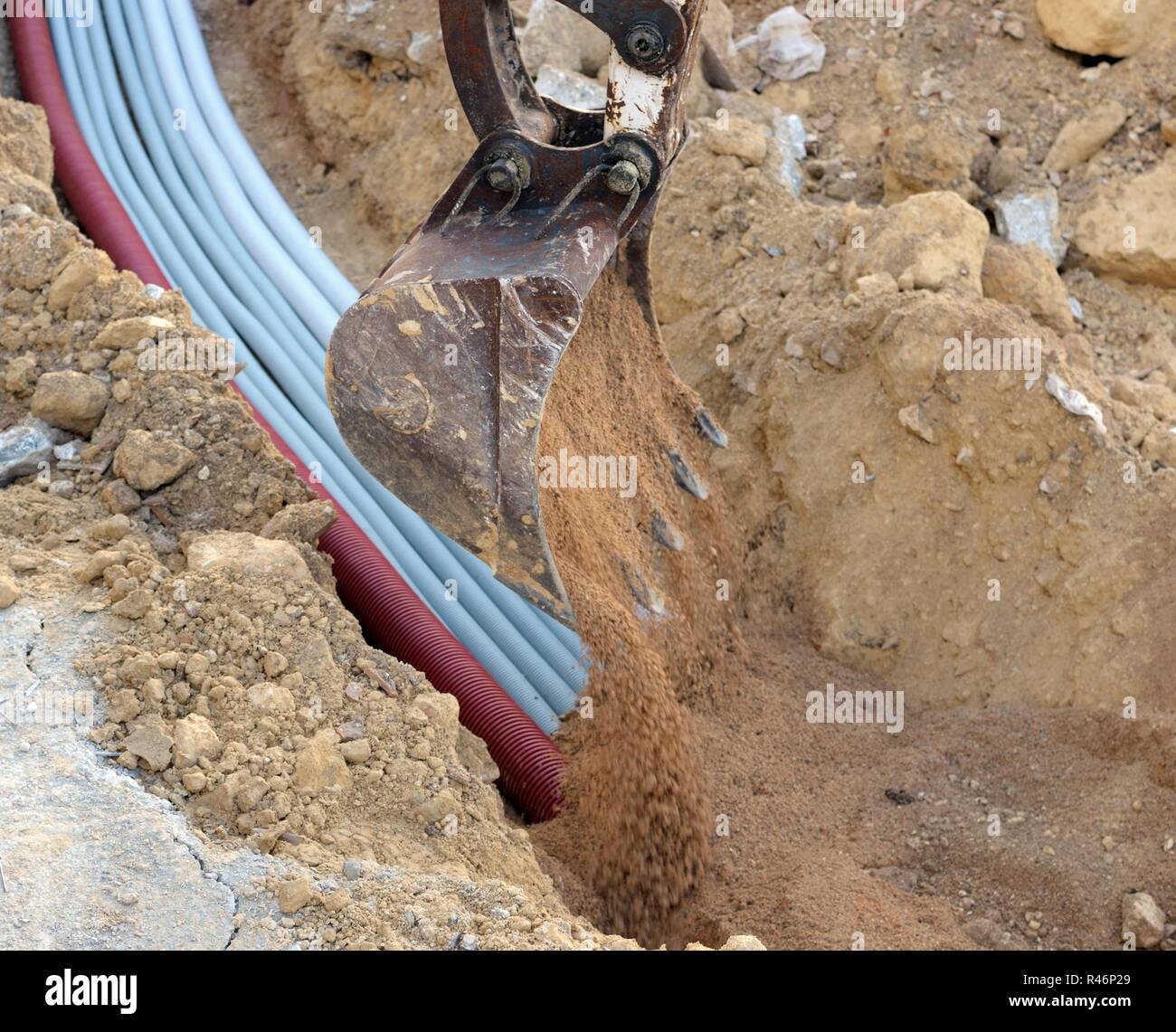 Underground Fiber Optic Cable Stock Photos & Underground Fiber Optic