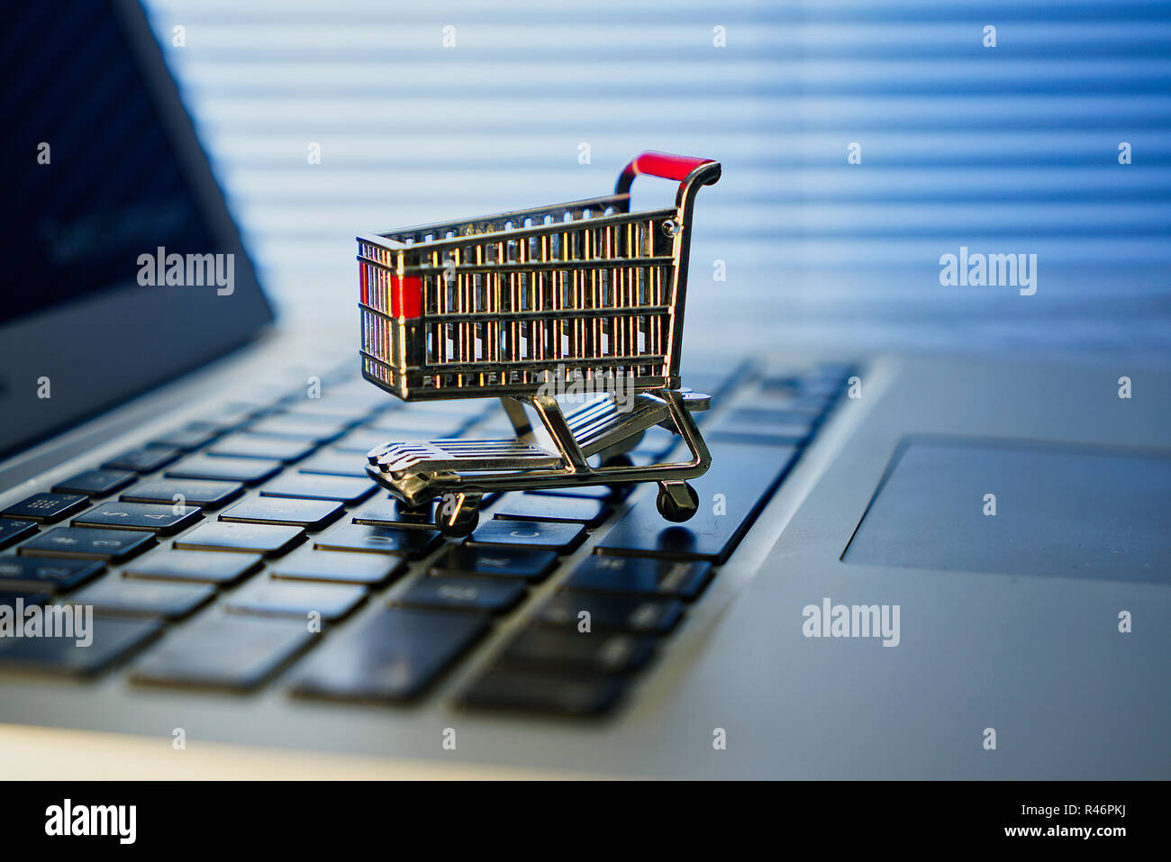Concept of online shopping via computer. Stock Photo