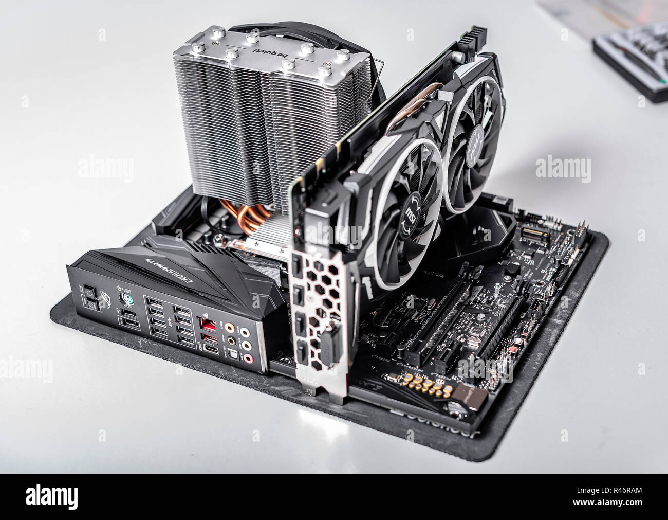 New processor Ryzen 7 2700X and computer motherboard Asus rog crosshair vii  hero, dd4 and Nvidia GTX1080 Stock Photo - Alamy