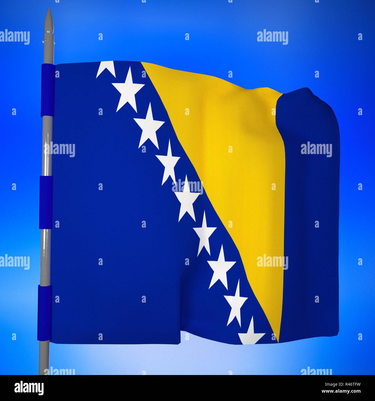 Bosnia Herzegovina flag in blue sky Stock Photo - Alamy