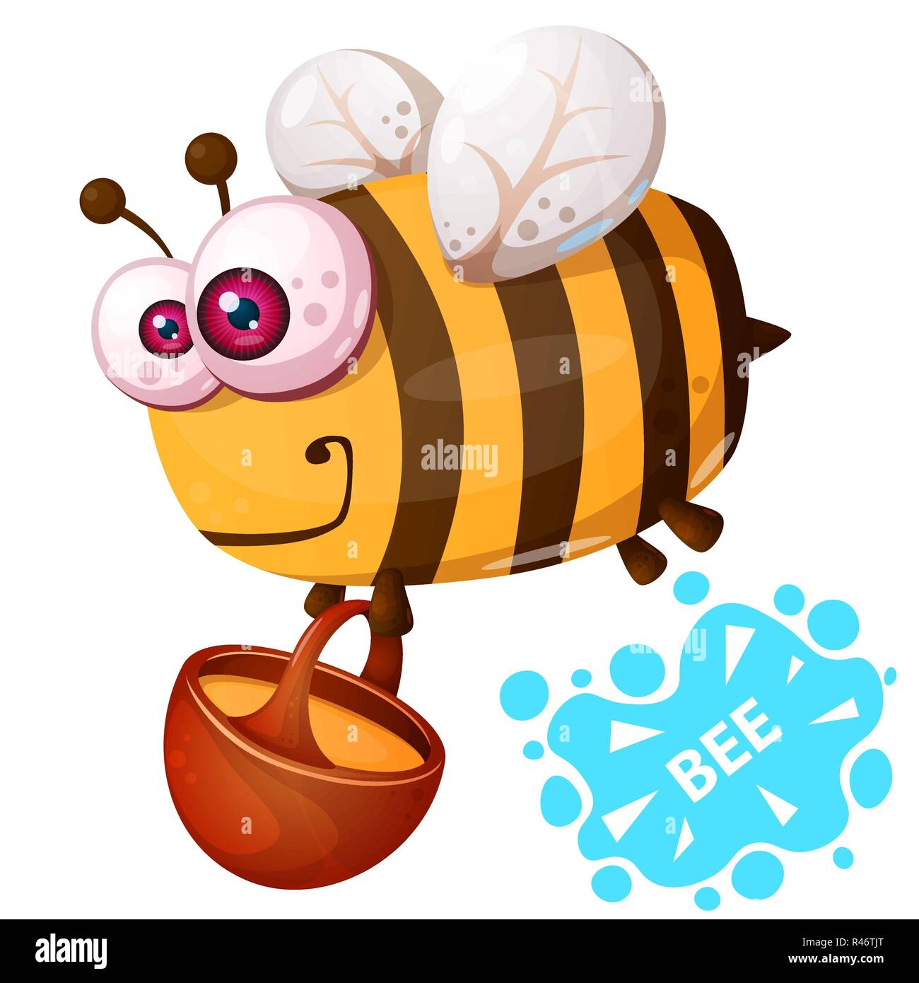 Crazy bee - cartoon illustration character. Stock Vector