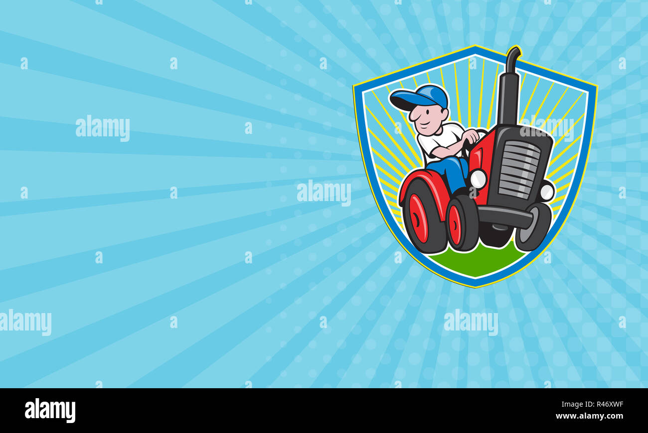 Business card Farmer Driving Vintage Tractor Cartoon Stock Photo - Alamy