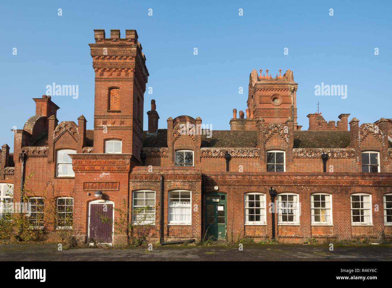 Masseys Folly, an ornate Victorian brick building built by Thomas Hackett Massey, in the village of Upper Farringdon, Hampshire, UK Stock Photo