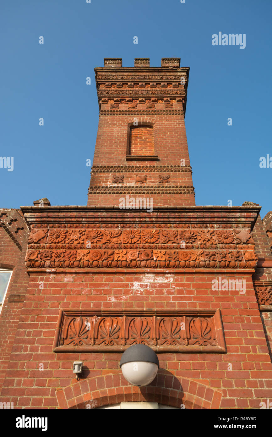 Masseys Folly, an ornate Victorian brick building built by Thomas Hackett Massey, in the village of Upper Farringdon, Hampshire, UK Stock Photo