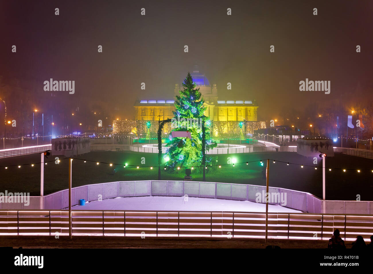 Advent time Zagreb evening view Stock Photo