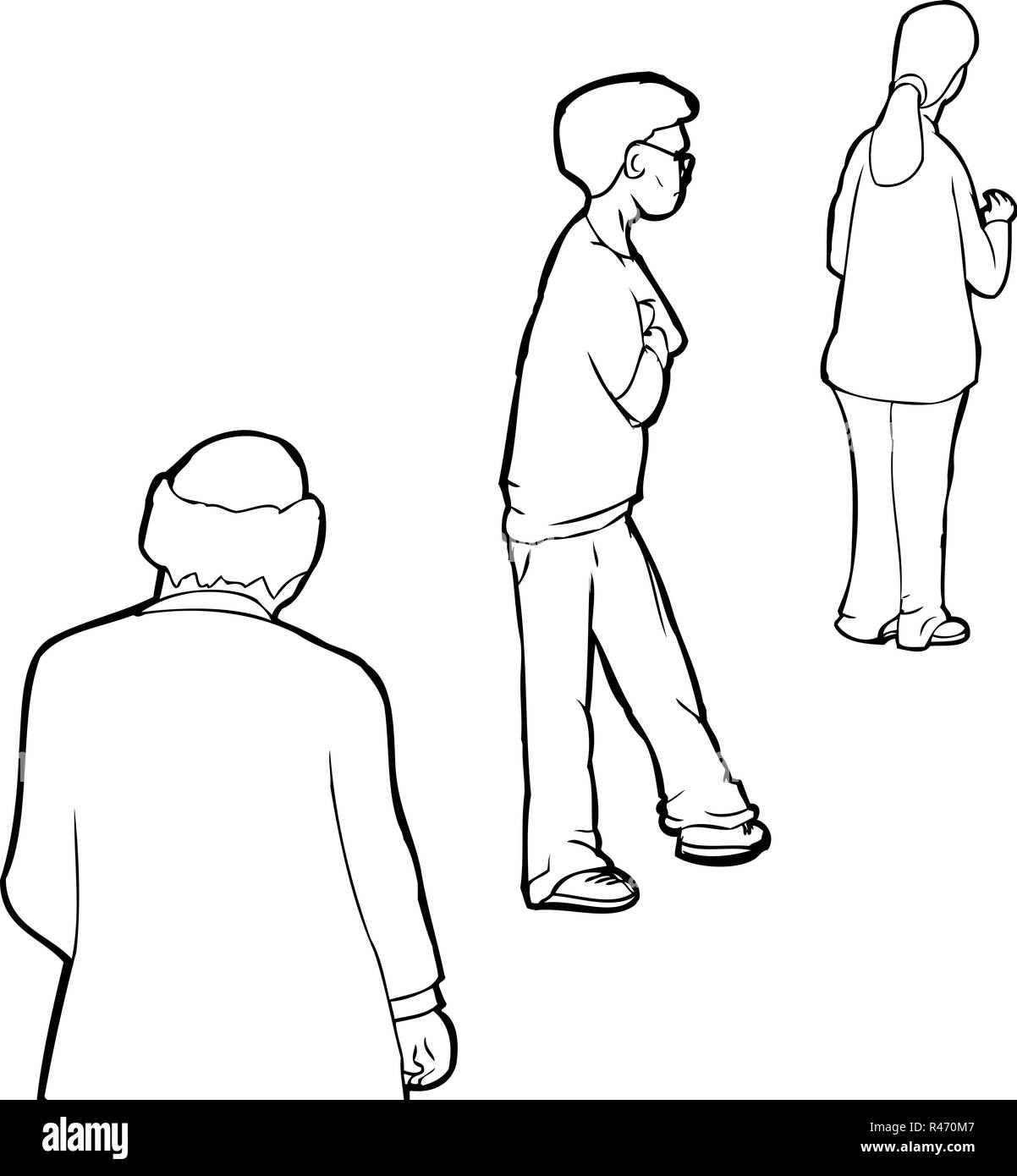 Group mature people standing Black and White Stock Photos & Images - Alamy