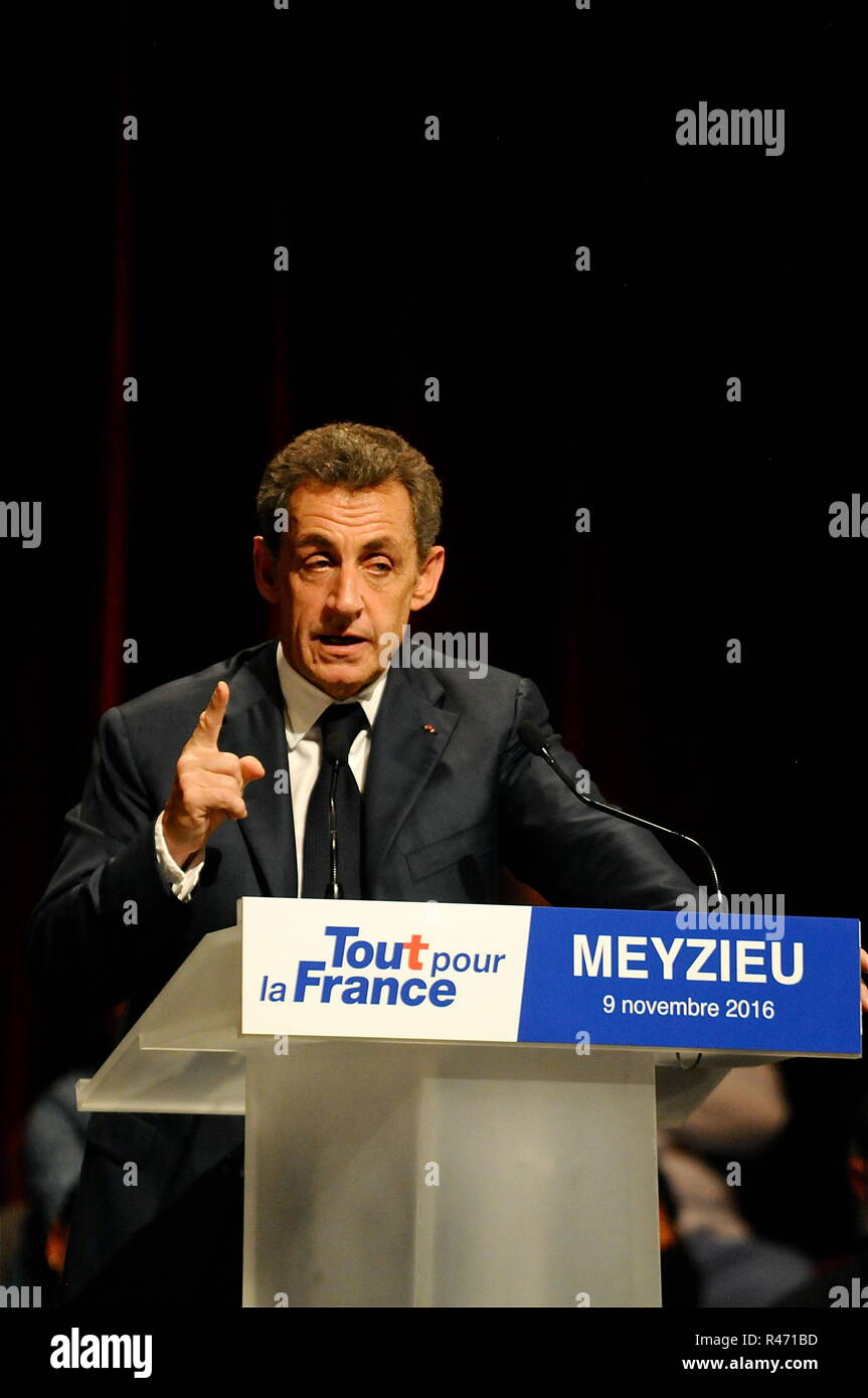 Nicolas Sarkozy holds public meeting, Meyzieu, France Stock Photo