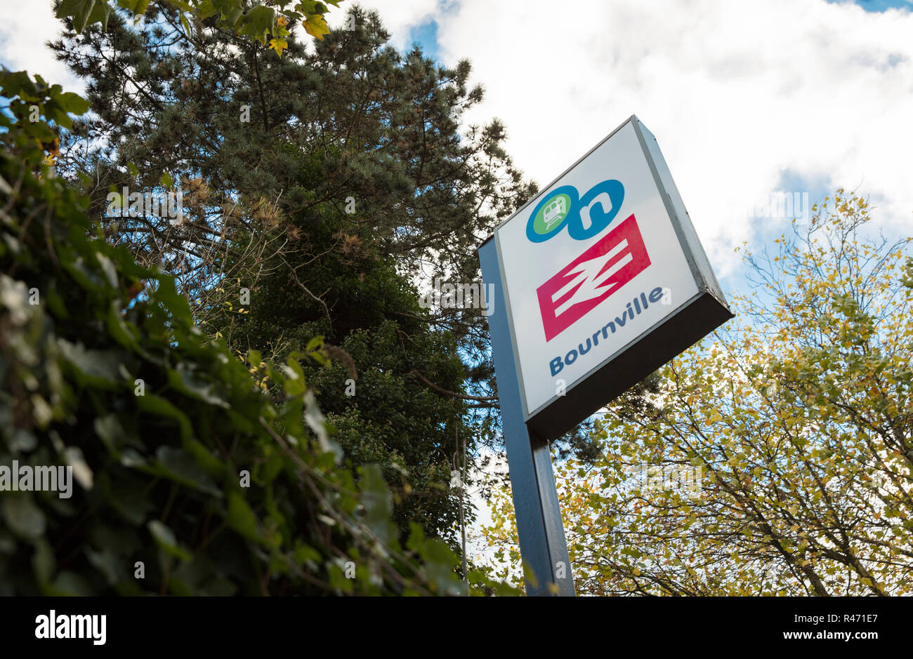 Bournville Railway Station, Birmingham, UK, October 2018, Network Rail sign Stock Photo