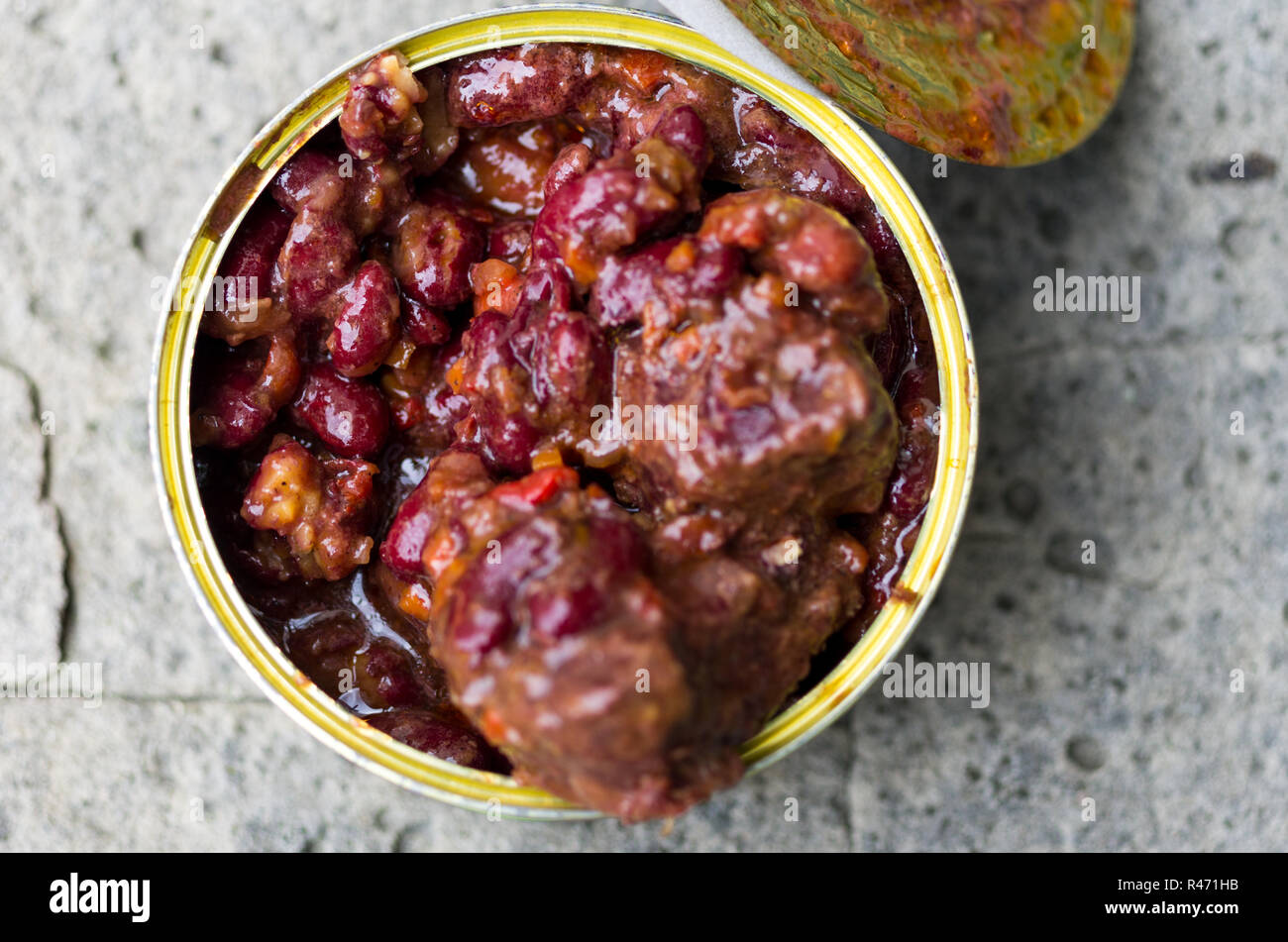 Red beans and ostrich meat. Protein food. Top view Stock Photo Alamy