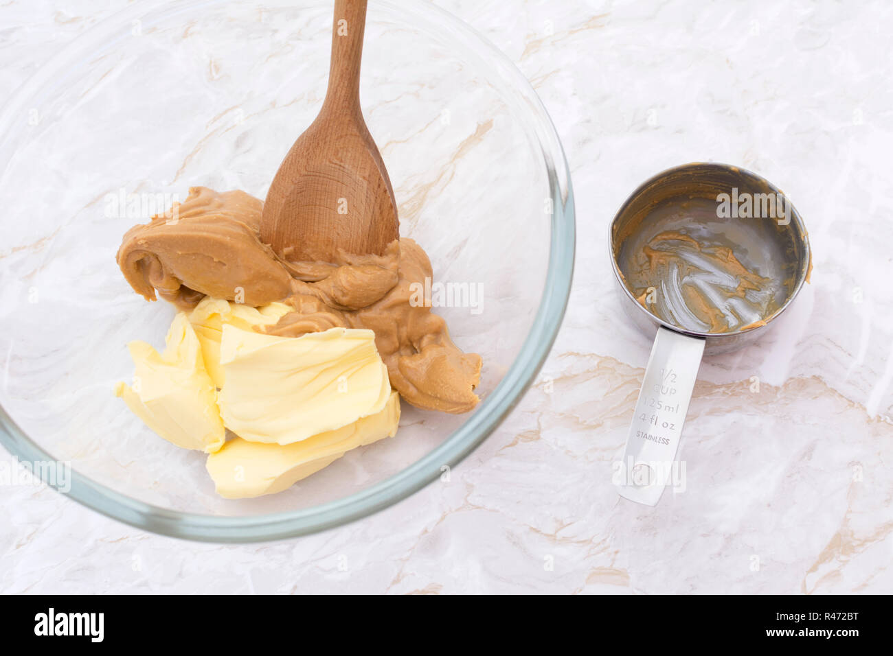 Mixing peanut butter and butter Stock Photo Alamy