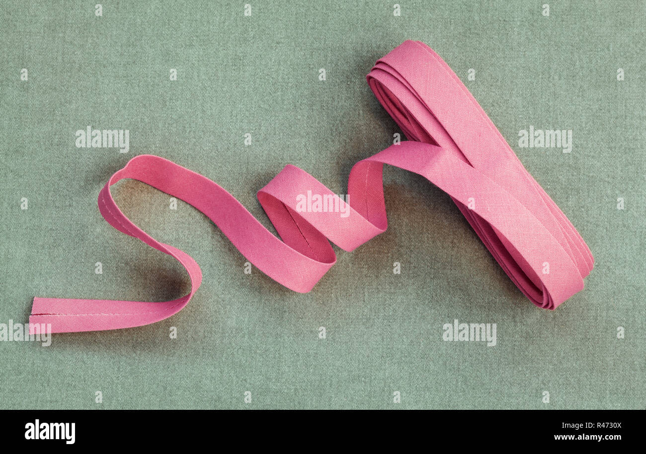 Pink cotton Bias binding tape close up Stock Photo