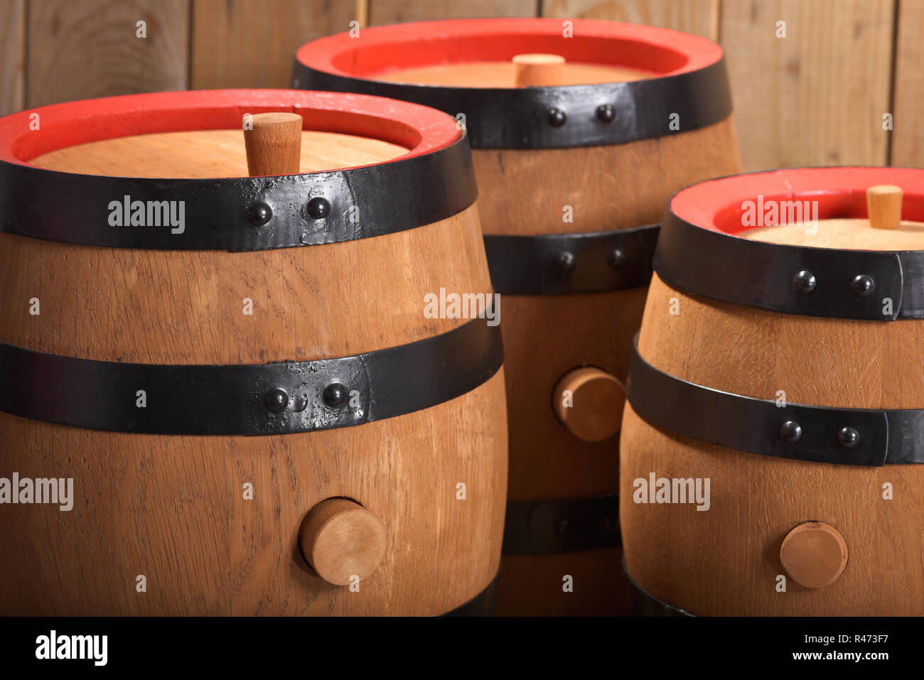 three old beer kegs Stock Photo Alamy