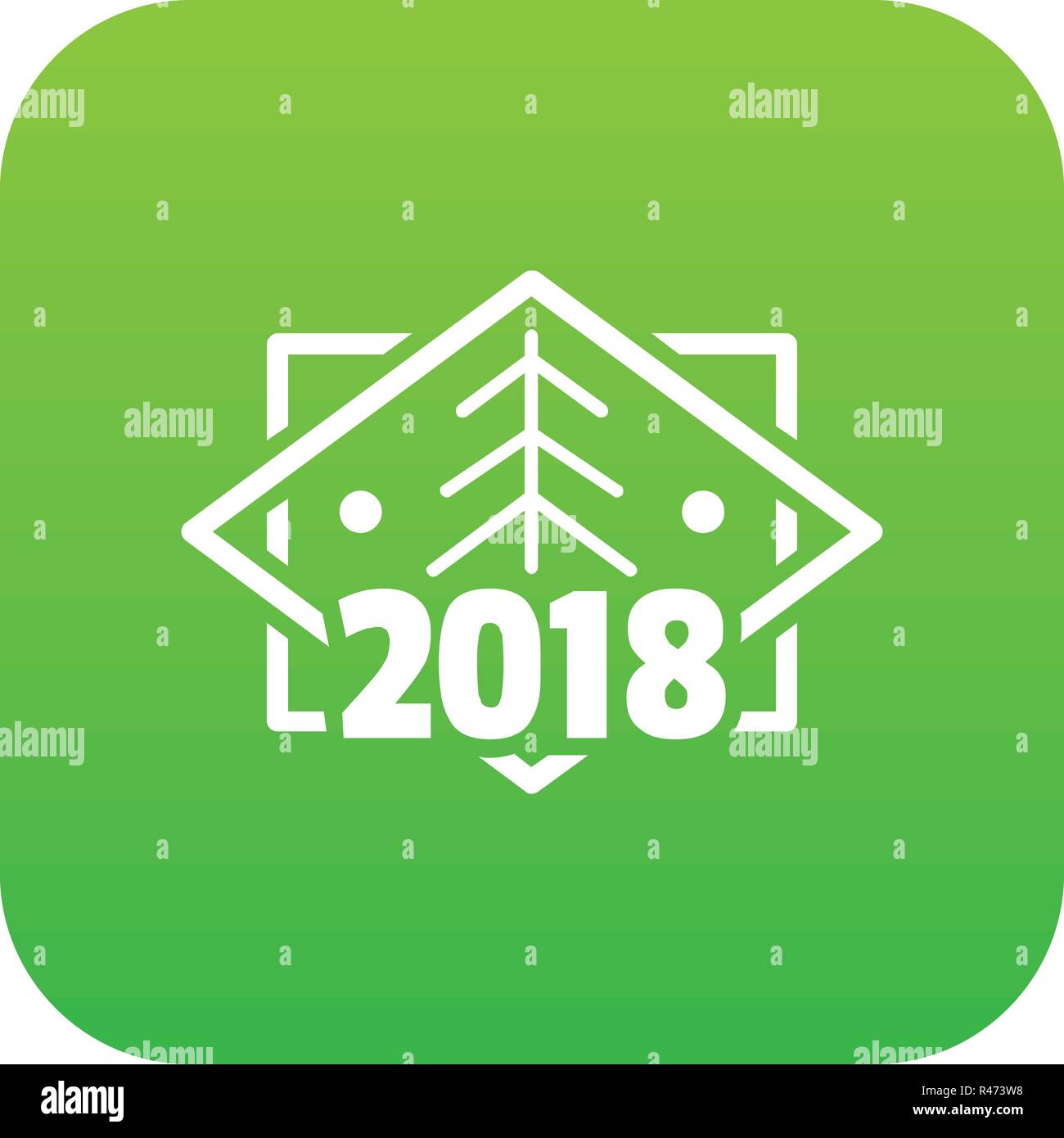 Retro christmas tree icon green vector Stock Vector