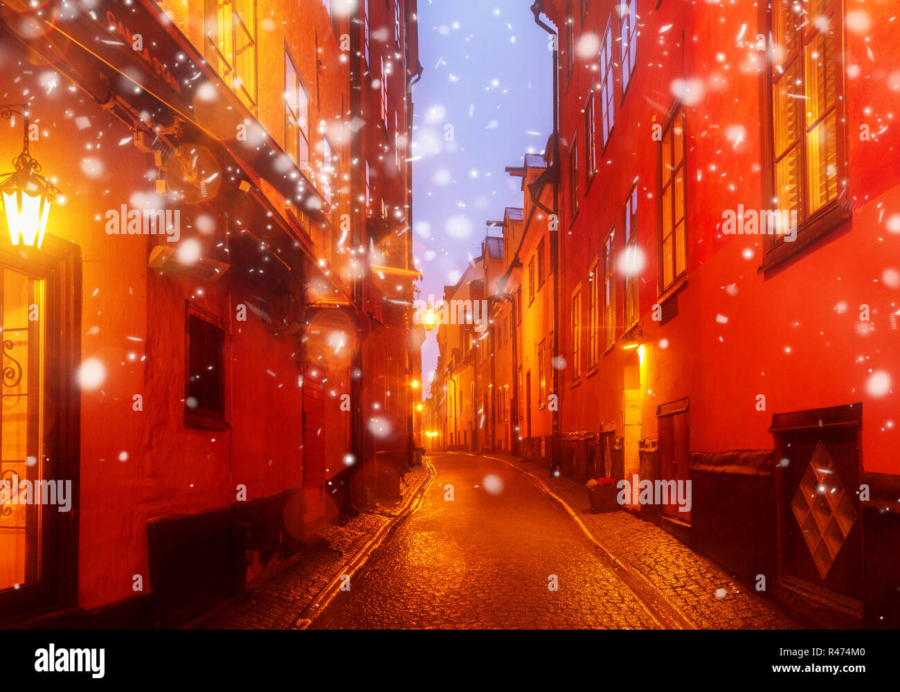 Gamla Stan at night, Stockholm Stock Photo