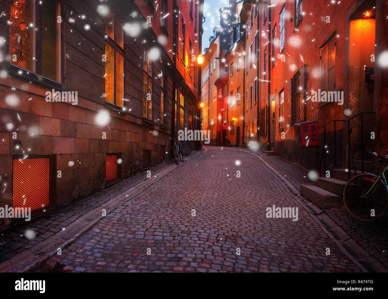 Gamla Stan at night, Stockholm Stock Photo