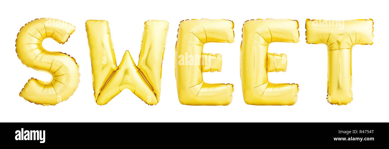 Word sweet made of inflatable balloon isolated on white Stock Photo