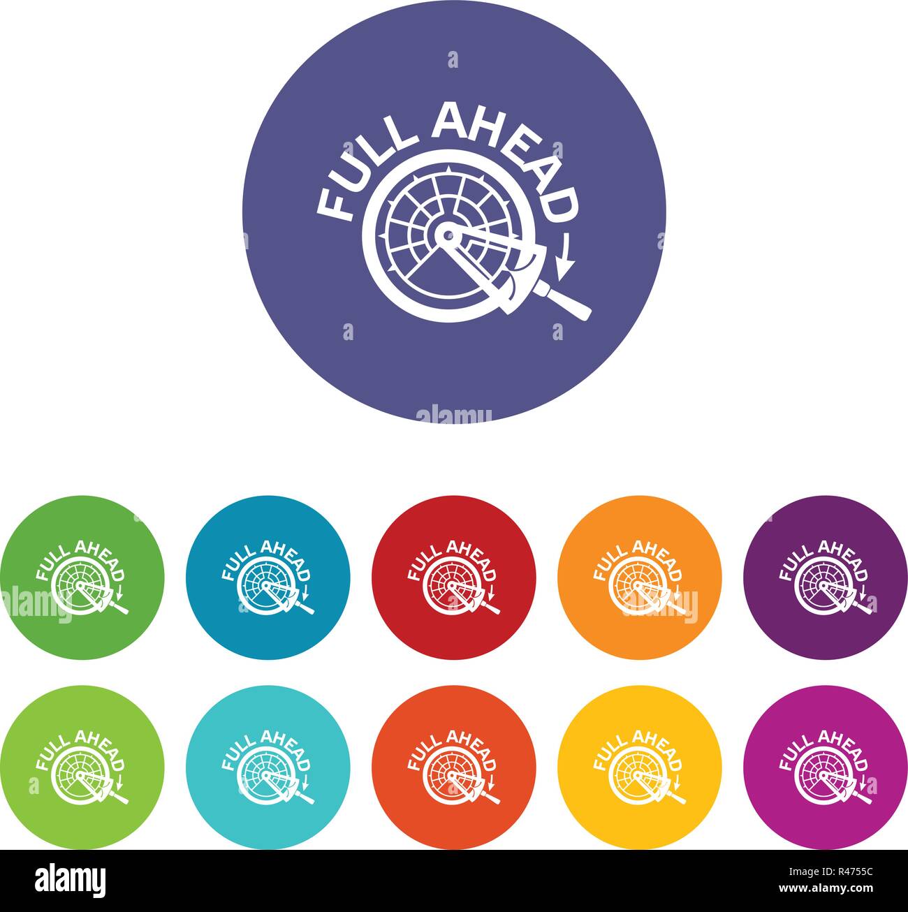 Full ahead icons set vector color Stock Vector