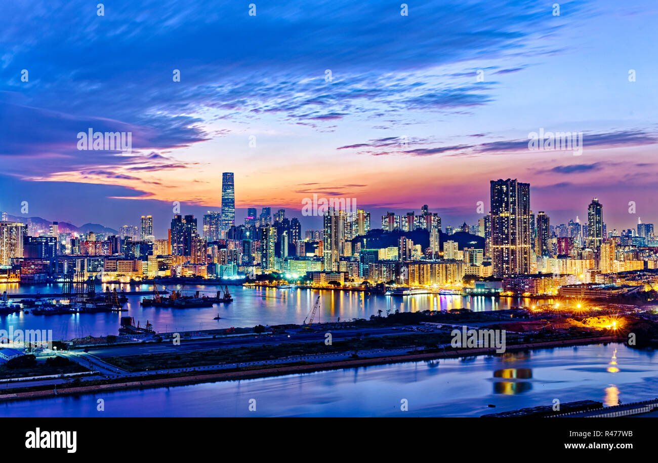Hong Kong city sunset Stock Photo - Alamy