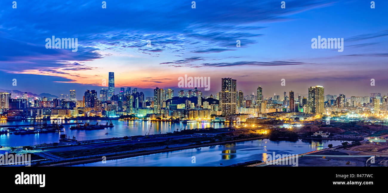 Hong Kong city sunset Stock Photo - Alamy