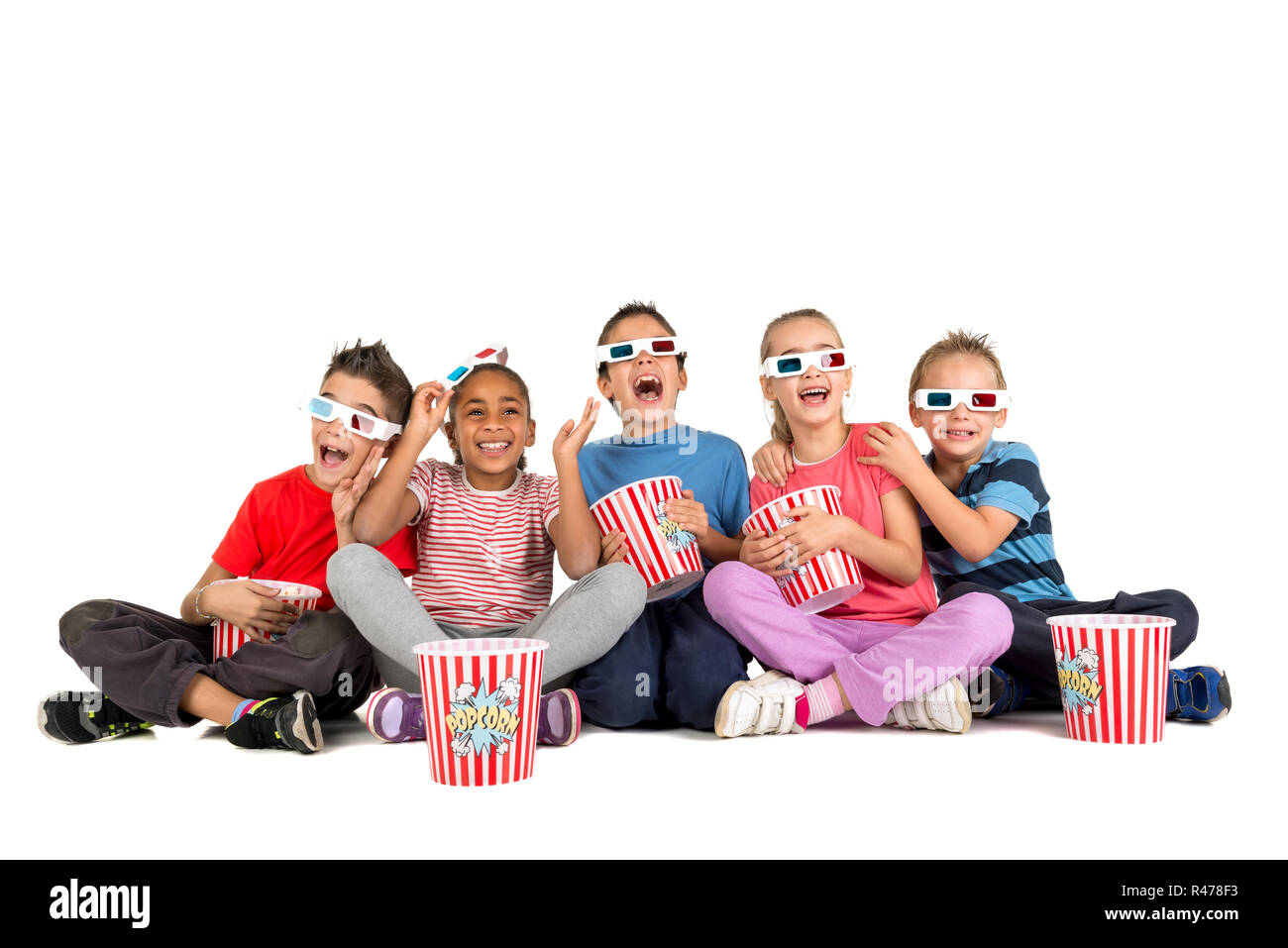 Kids in the movies Stock Photo