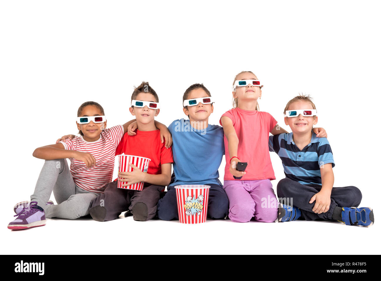 Kids in the movies Stock Photo