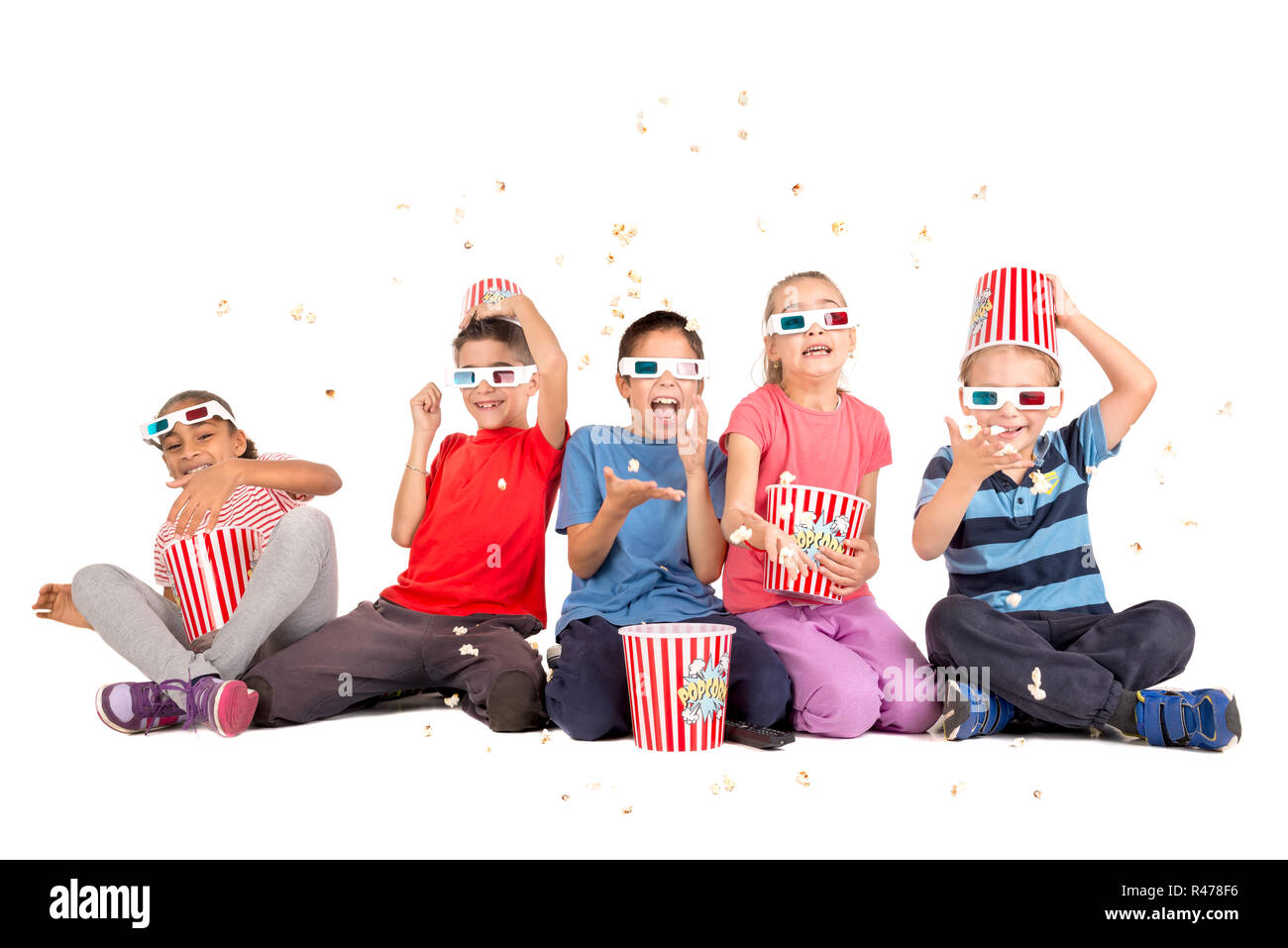 Kids in the movies Stock Photo