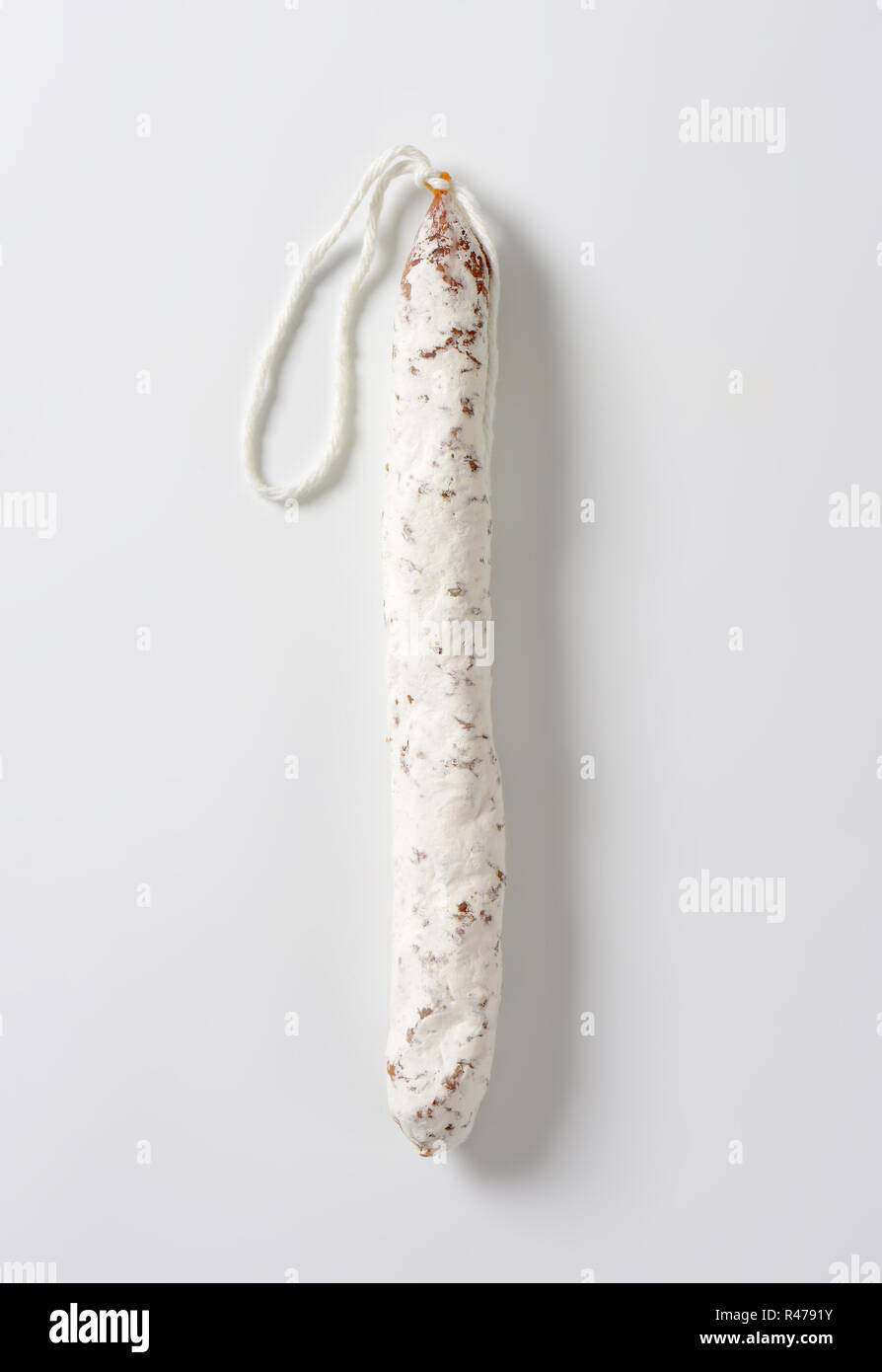 Spanish thin dried sausage Stock Photo Alamy