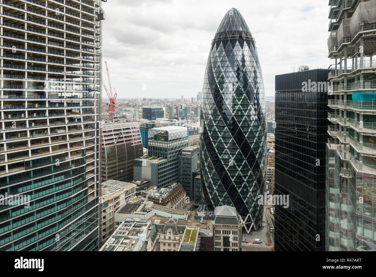 City Social, London, London uk, Tower 42, View from level 24 gherkin on a grey day Stock Photo