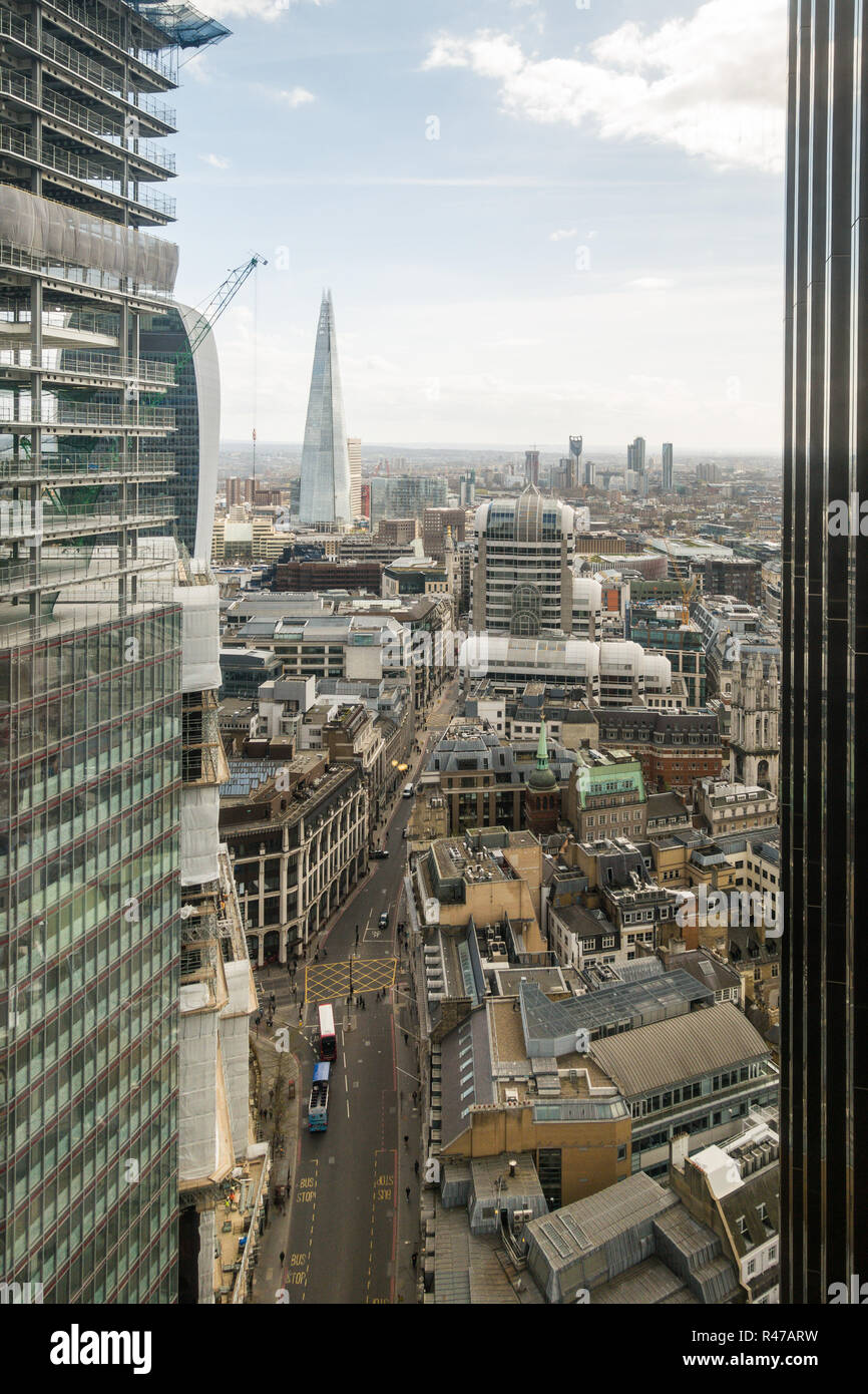 View of the Shard from the City Social, London, London uk, Tower 42 Stock Photo