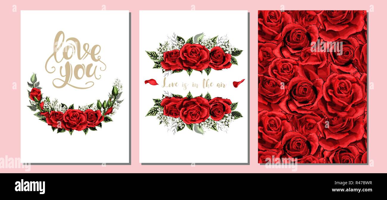 Wedding floral invite, invtation card design. Scarlet red rose flowers ...