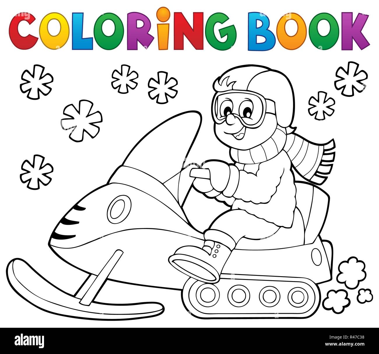 Coloring book snowmobile theme 1 Stock Photo - Alamy