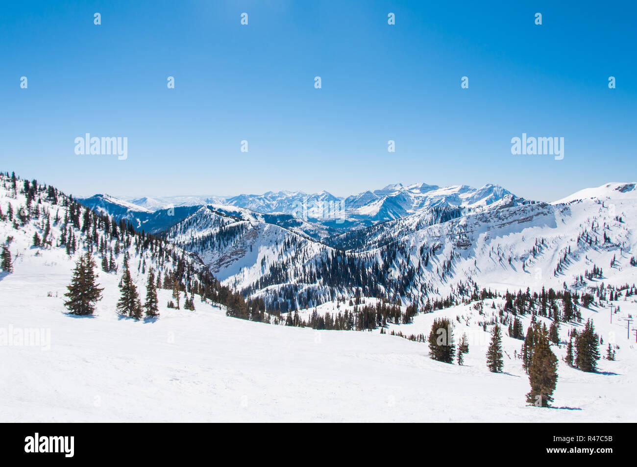 Snowy Riges behind Hidden Peak Stock Photo
