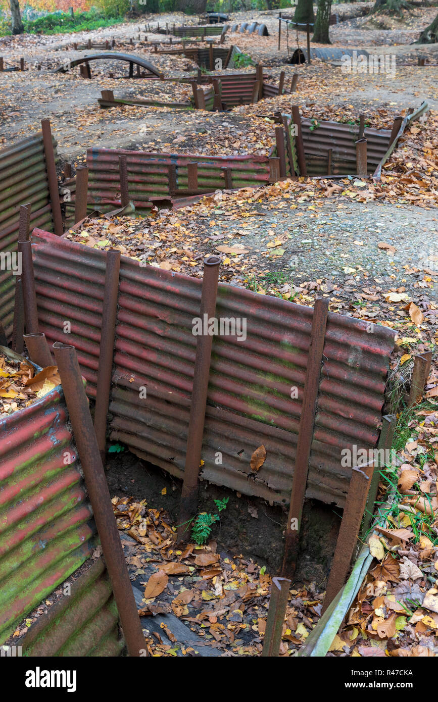 Original British WW1 trench at Sanctuary Wood, Ypres Salient Stock Photo