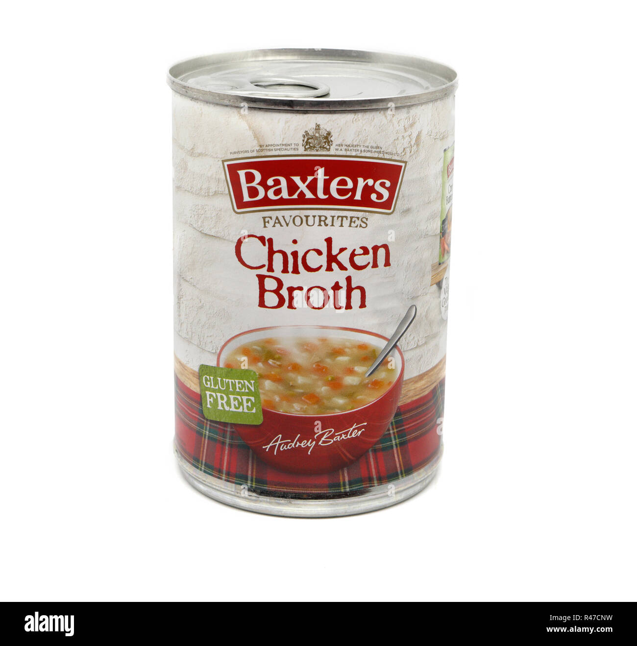 Tin can of Baxters Chicken Broth soup Stock Photo Alamy