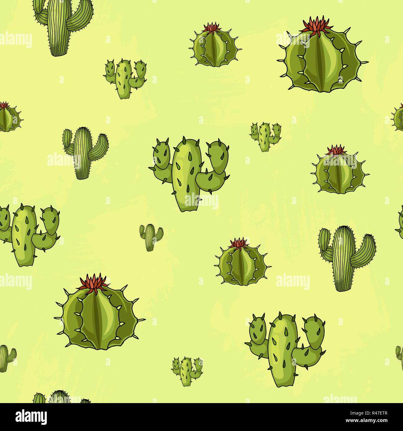Vector seamless pattern with cactuses. Trendy desert design for boy kid ...