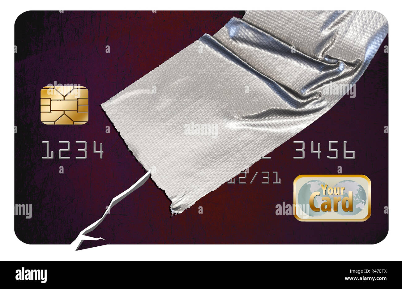 A damaged and mended credit card illustrates repairing your damaged